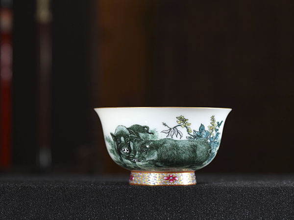 釉下五彩猪单杯12800