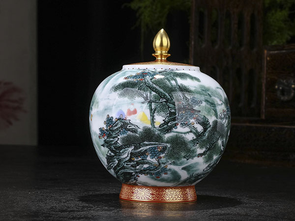 釉下五彩梦里乡情茶叶罐21800