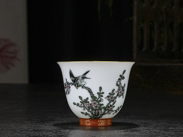 釉下五彩花鸟杯6800