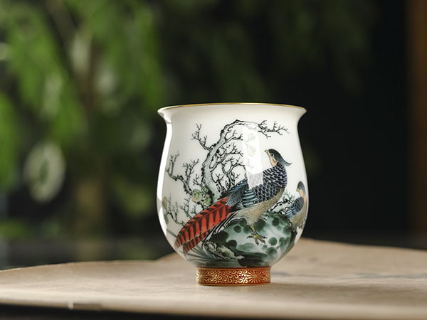 釉下五彩锦鸡杯9800