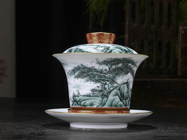 墨绿山水盖碗16800