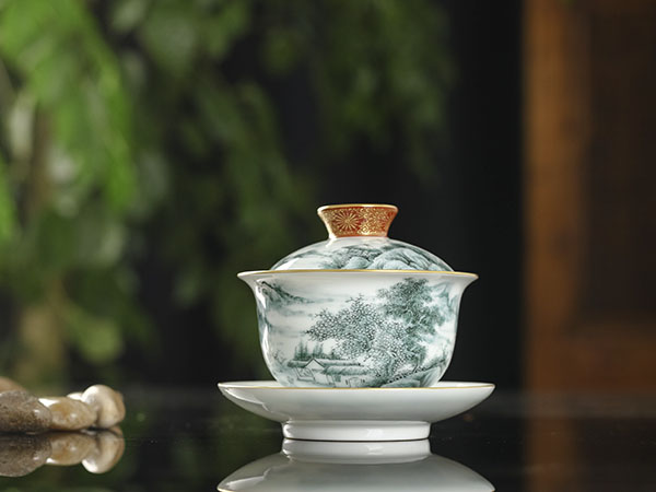 墨绿山水盖碗15800